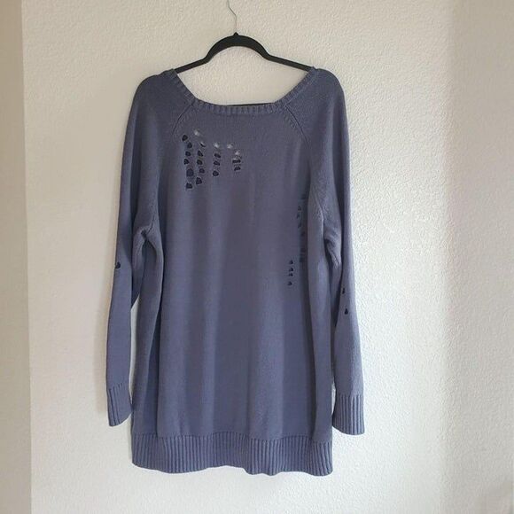 Torrid Womens Sweater Grey 3XL Knit Distressed Zip Sides Plus Size Boat Neck - Picture 6 of 8